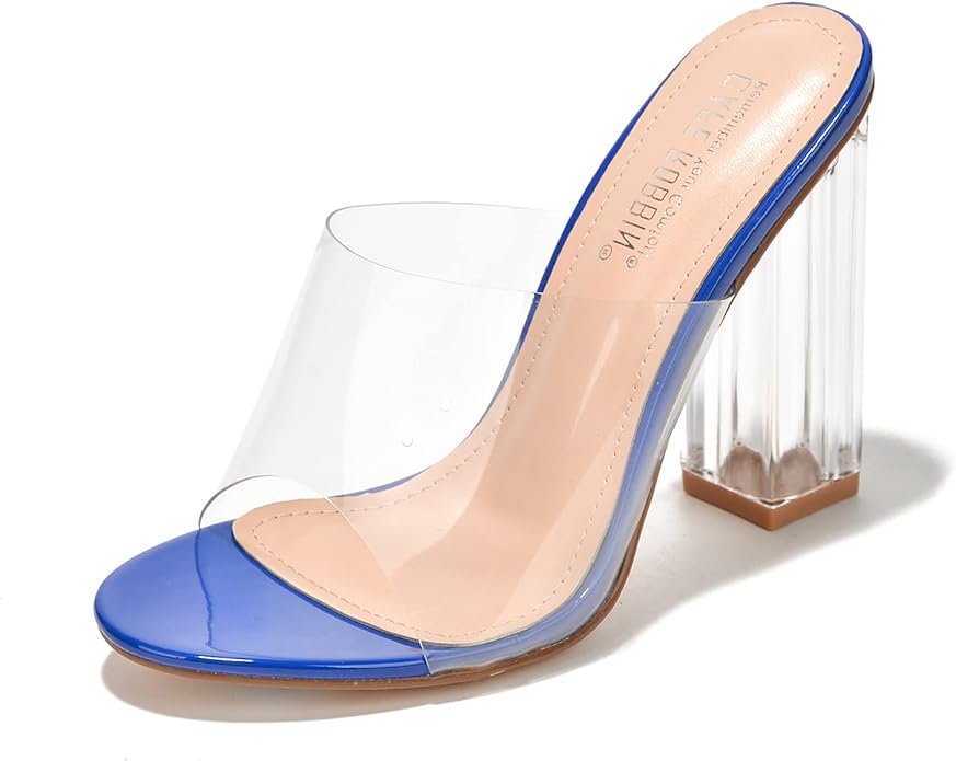 Cape Robbin Fusion Clear Chunky Block High Heels for Women