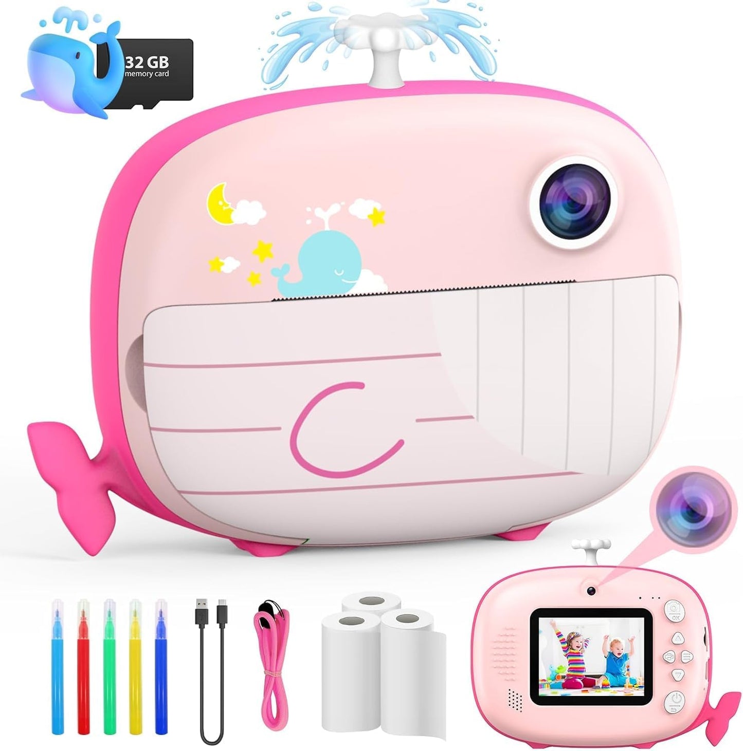 Instant Print Kids Camera - Fun Selfies Ink-Free!