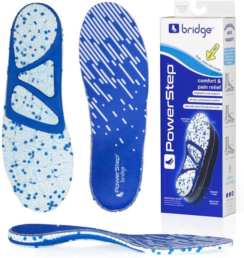 PowerStep Bridge Flexible Arch Insoles for Pain Relief and Comfort