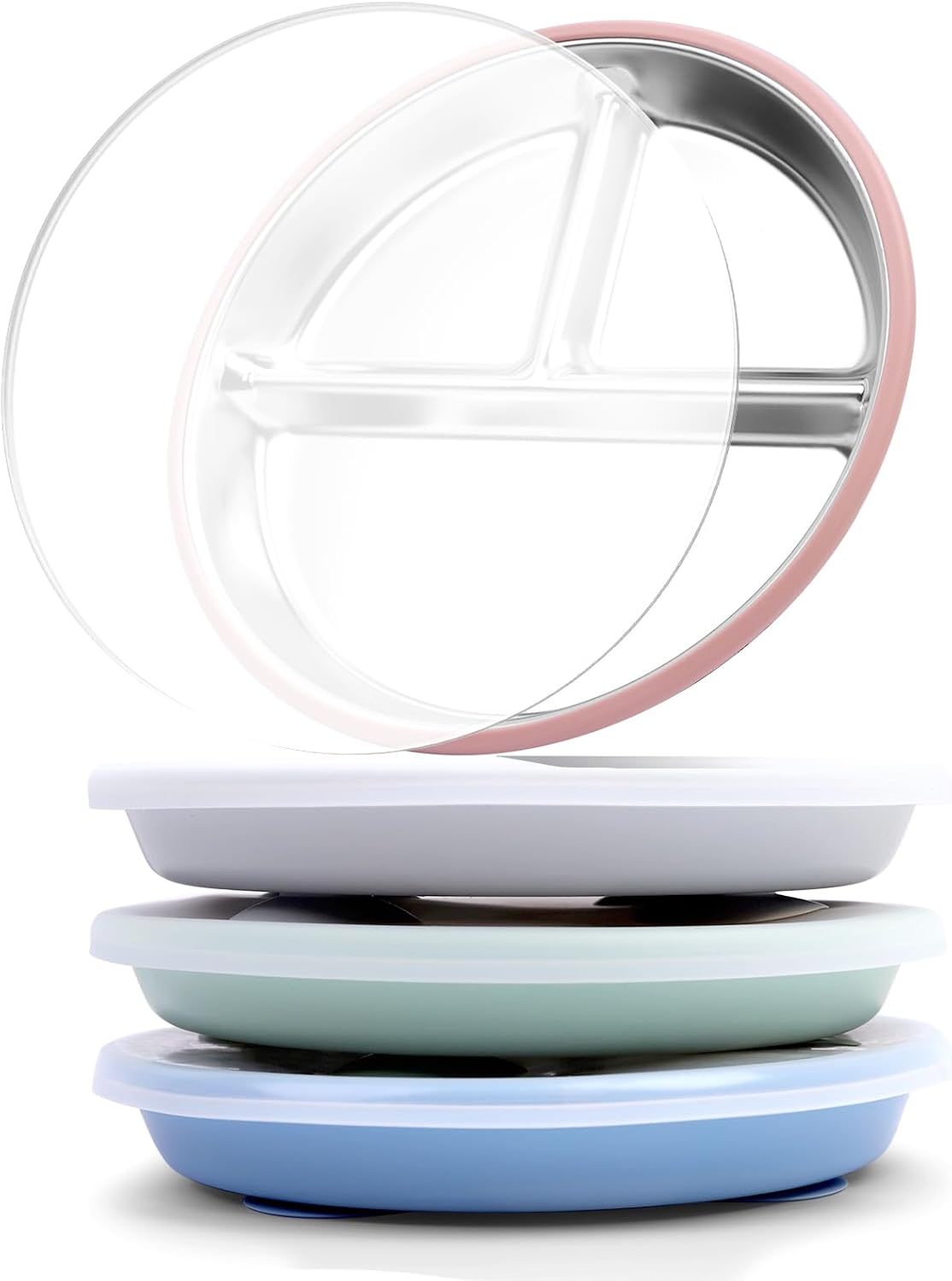 Stainless Steel Toddler Suction Plate Set of 4 for Kids Meals