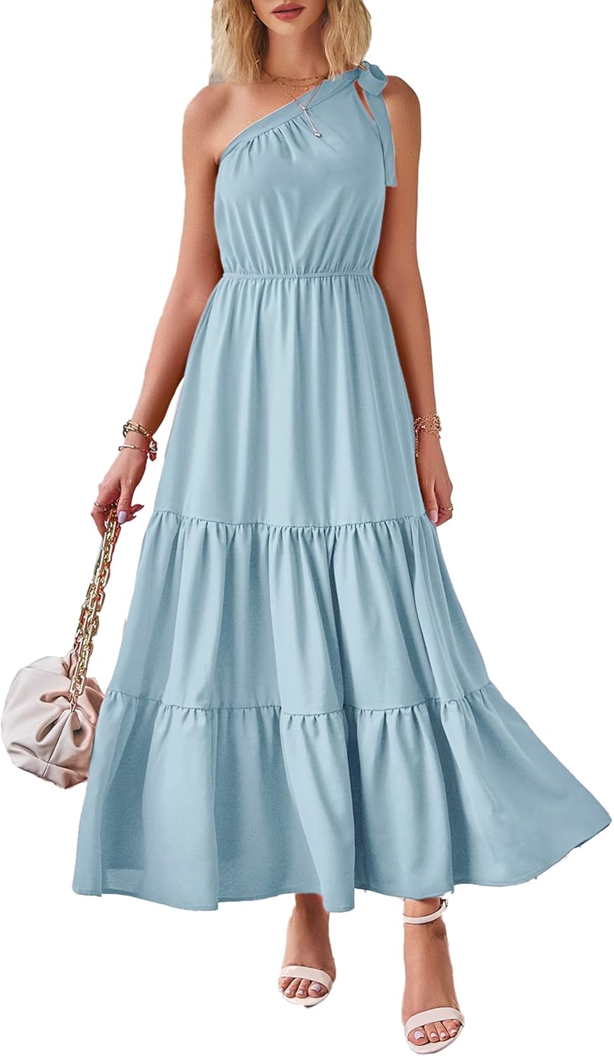Ditsy Floral One Shoulder Maxi Dress for Summer Weddings