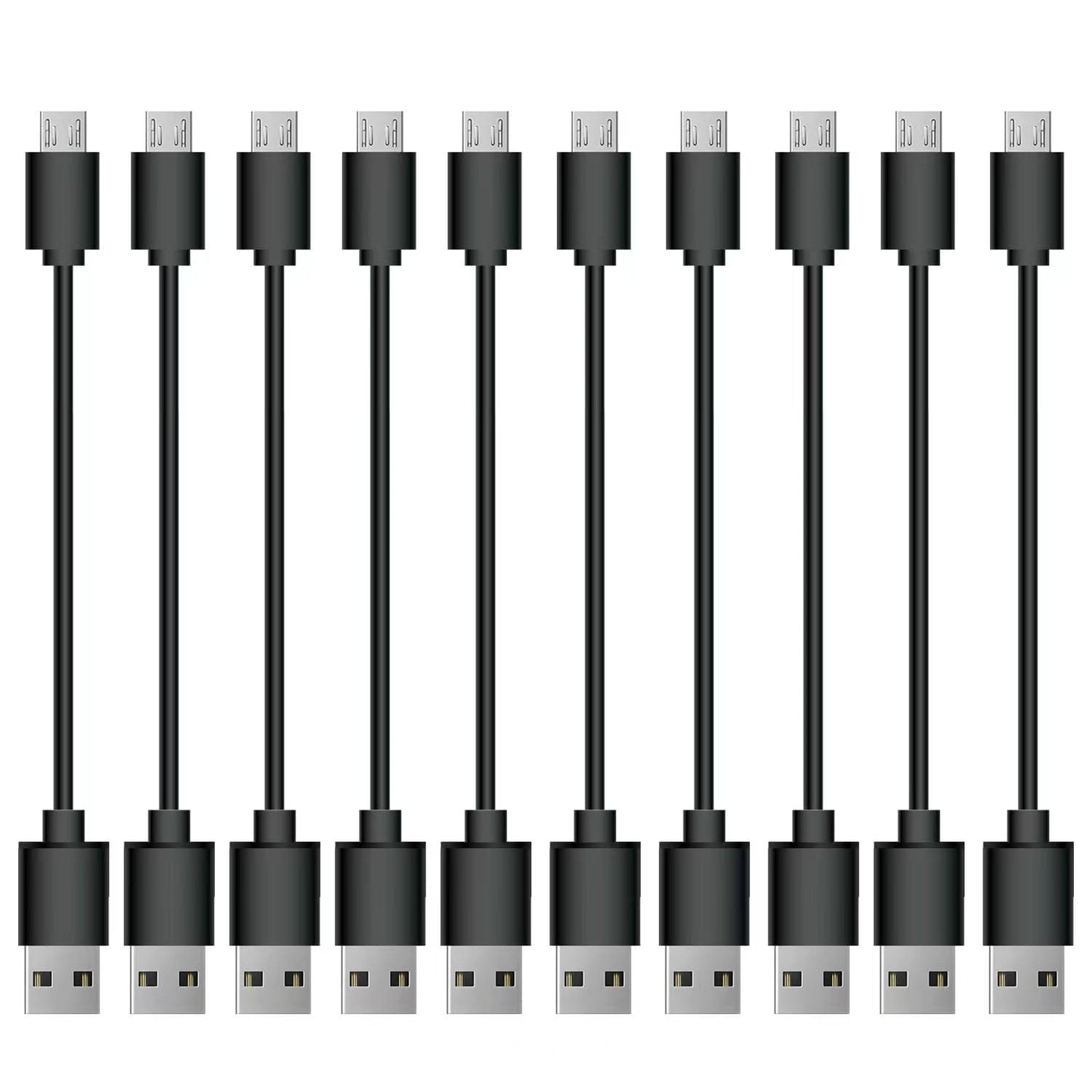 10 Pack Short Micro USB Cables - Fast Charging