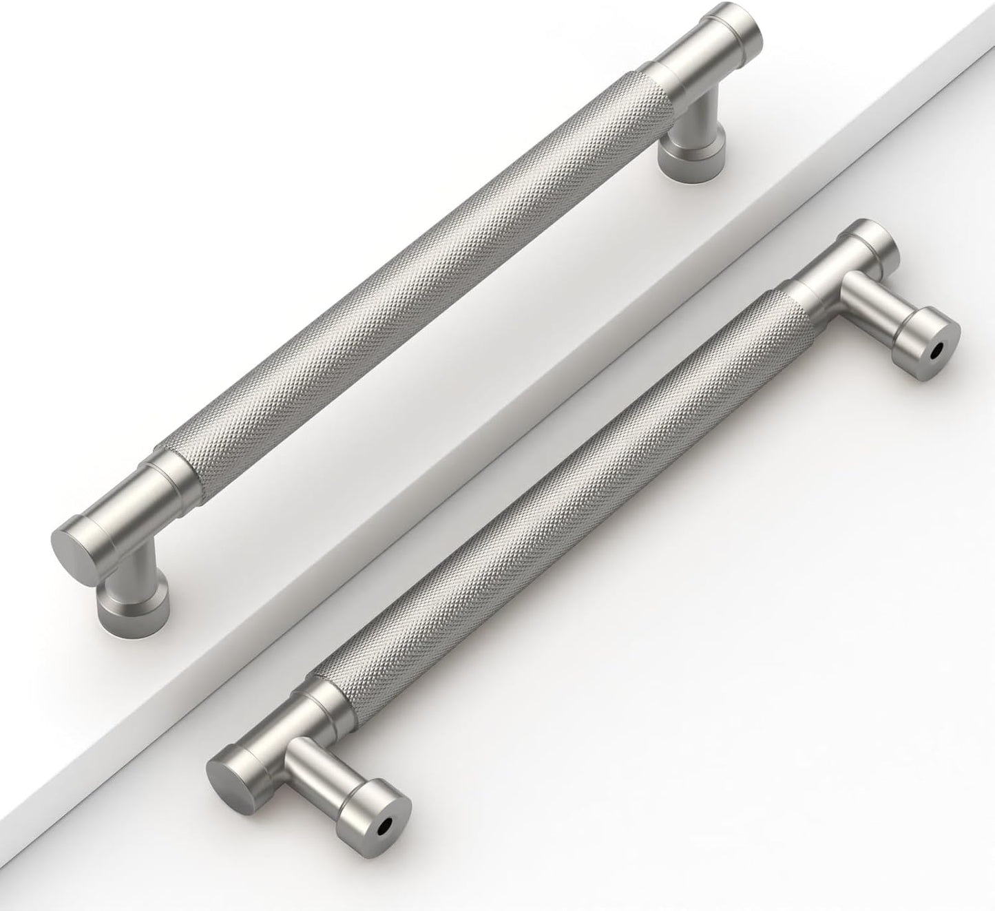 10 Pack 6-1/5in Brushed Nickel Knurled Cabinet Handles for Kitchen