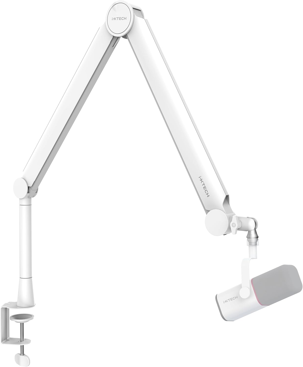IXTECH Mic Arm White Premium Boom Arm for Recording and Streaming