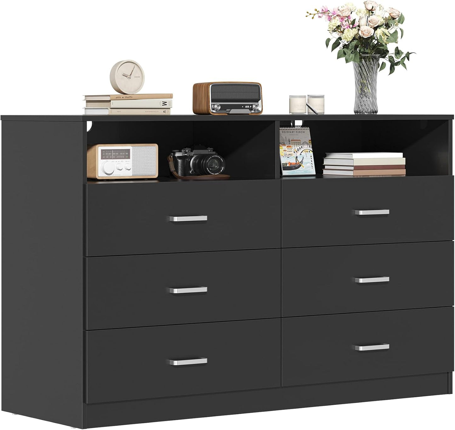 Bigbiglife 6 Drawers Dresser with Open Storage Cubby for Home