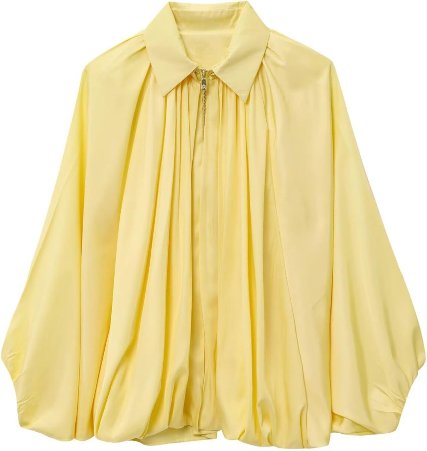 FindThy Womens Puffed Bomber Jacket with Trendy Lapel Collar