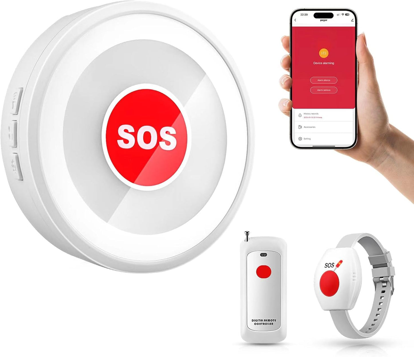 Caregiver Pager Life Alert Systems for Seniors with Wi-Fi Control