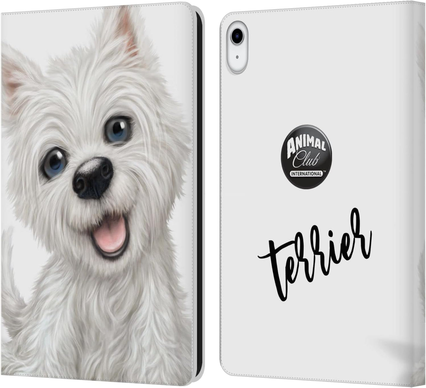 Animal Club International Terrier Faces Leather Wallet Case for iPad