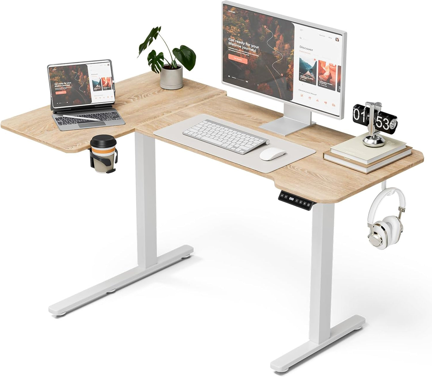 51 Reversible L-Shaped Electric Standing Desk for Home Office