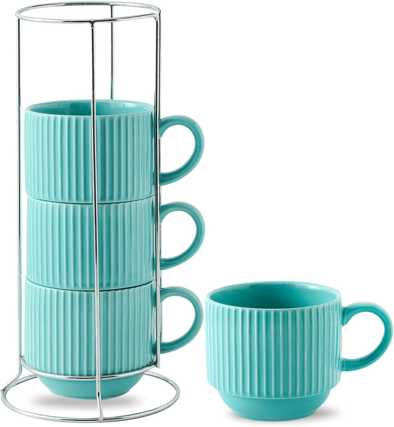 Hasense 15 oz Coffee Mug Set of 4 with Stand for Drinks