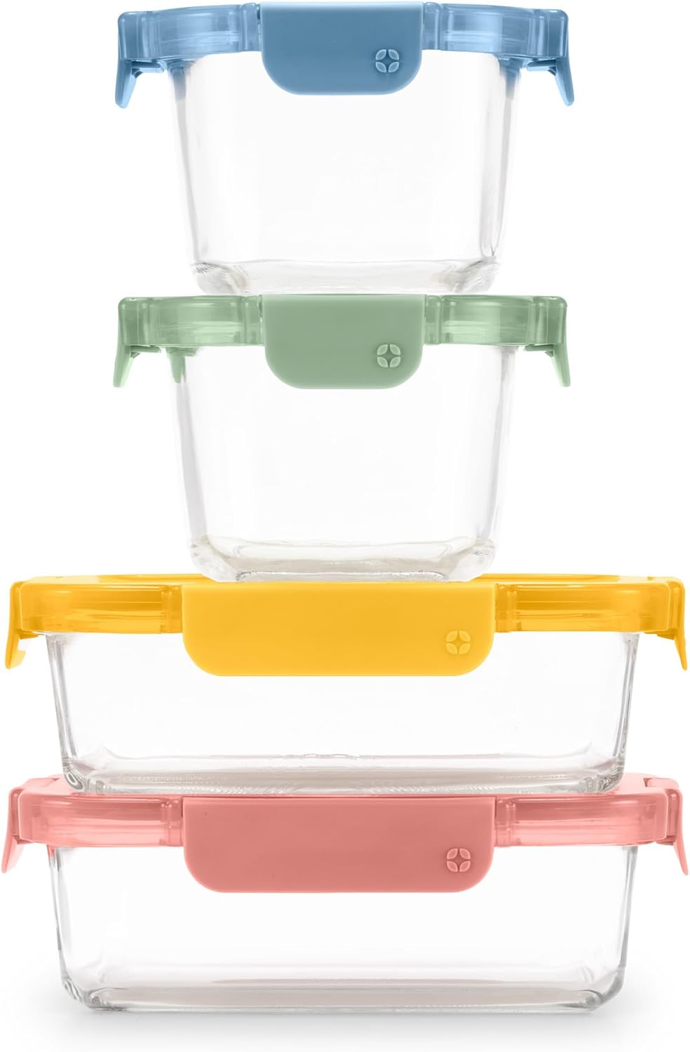 Ello Color Lock 8PC Mixed Glass Food Storage Set for Freshness