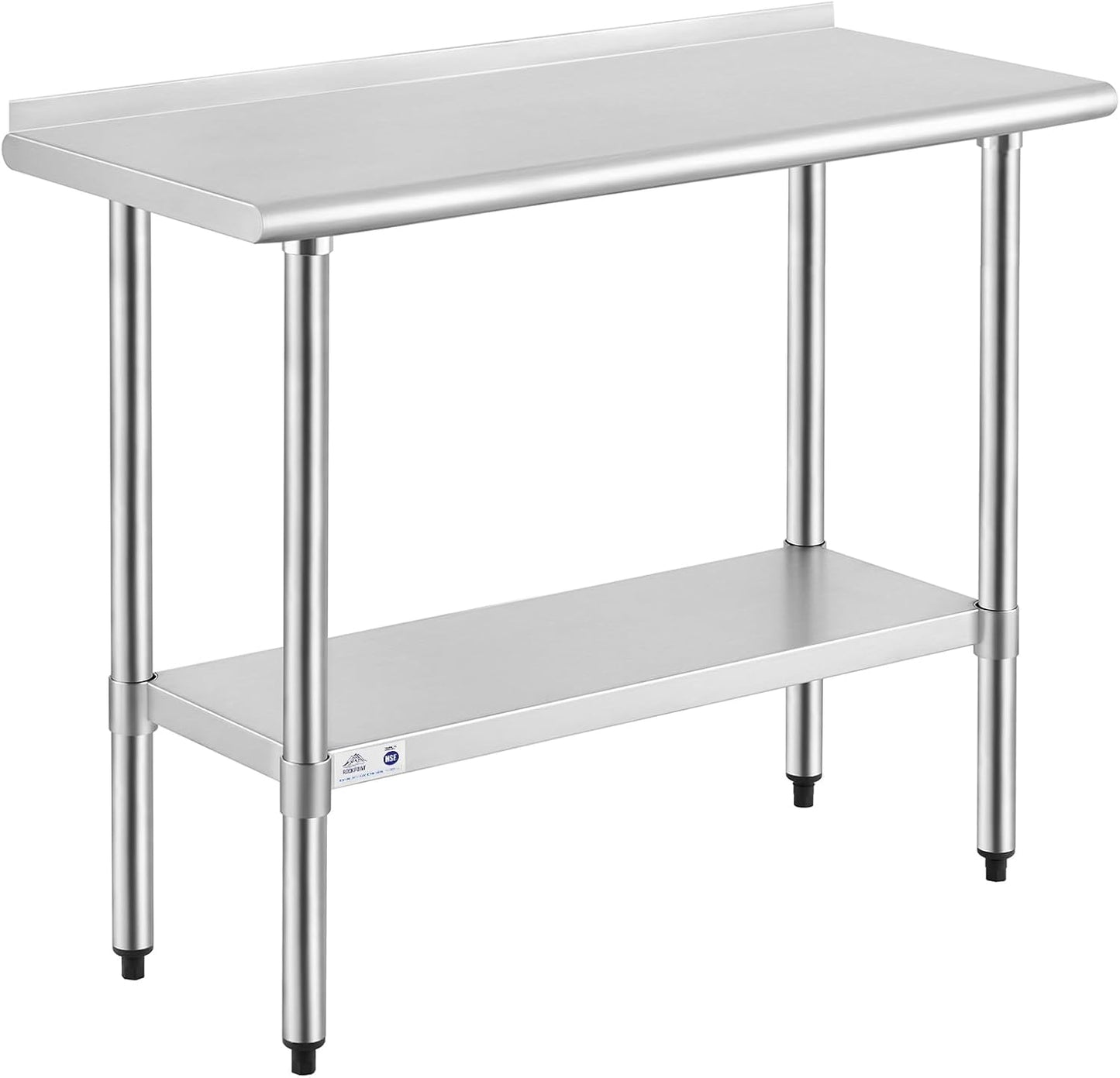 ROCKPOINT Stainless Steel Prep Table with Backsplash for Kitchens