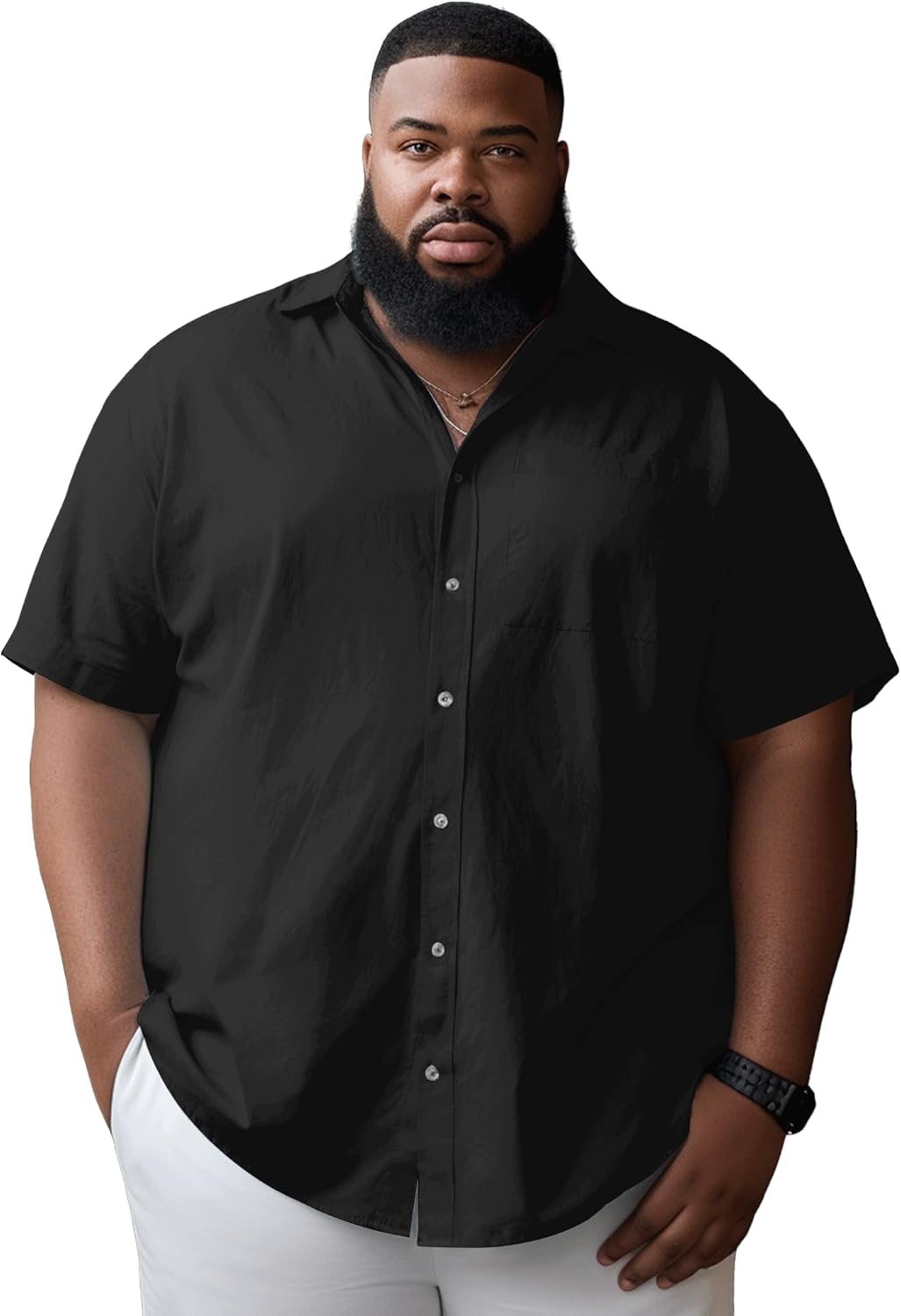 Button Down Shirt Men Casual Big and Tall Short Sleeve Summer