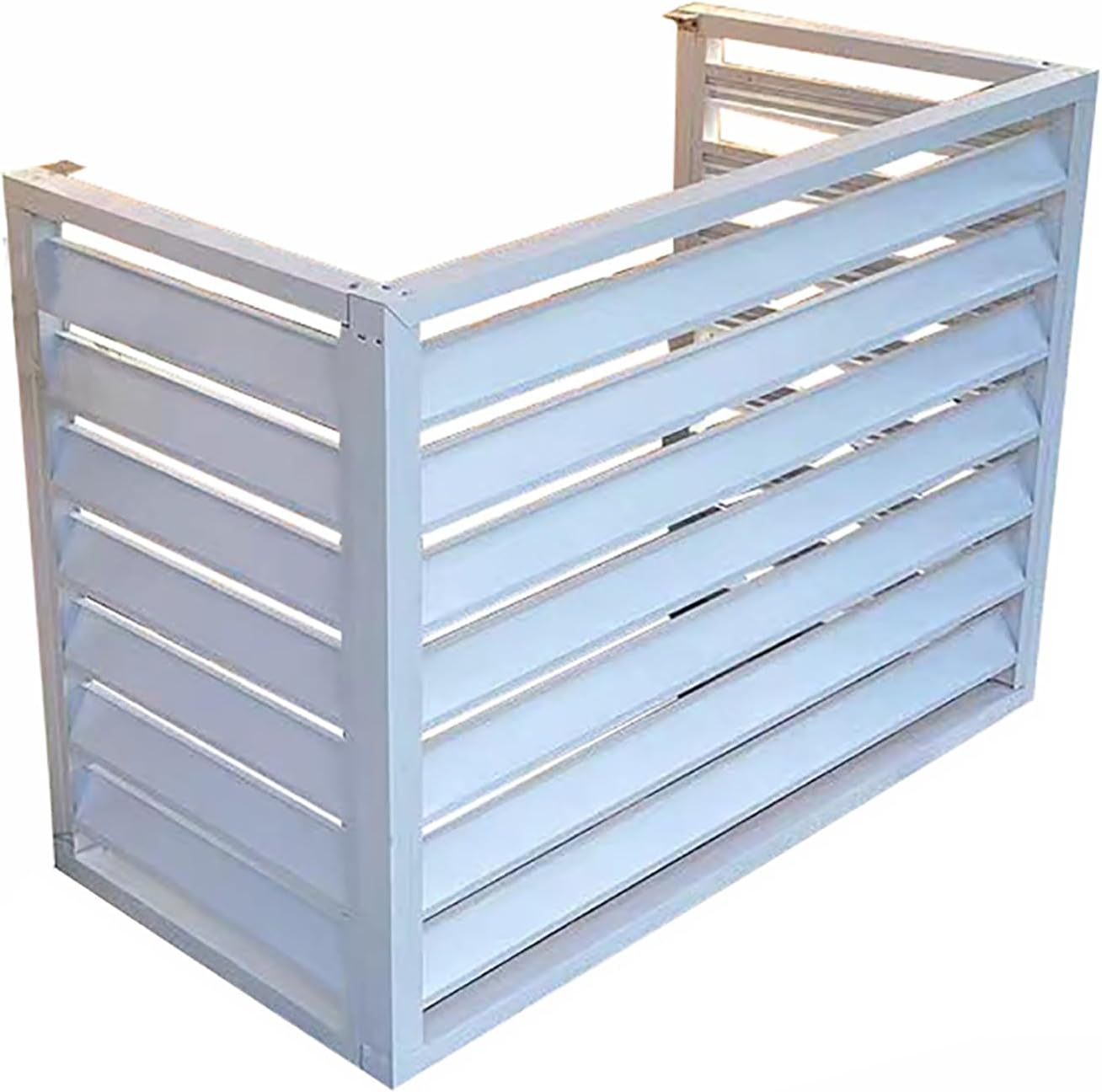 White Metal AC Unit Cover: Noise Reduction & Privacy Shield