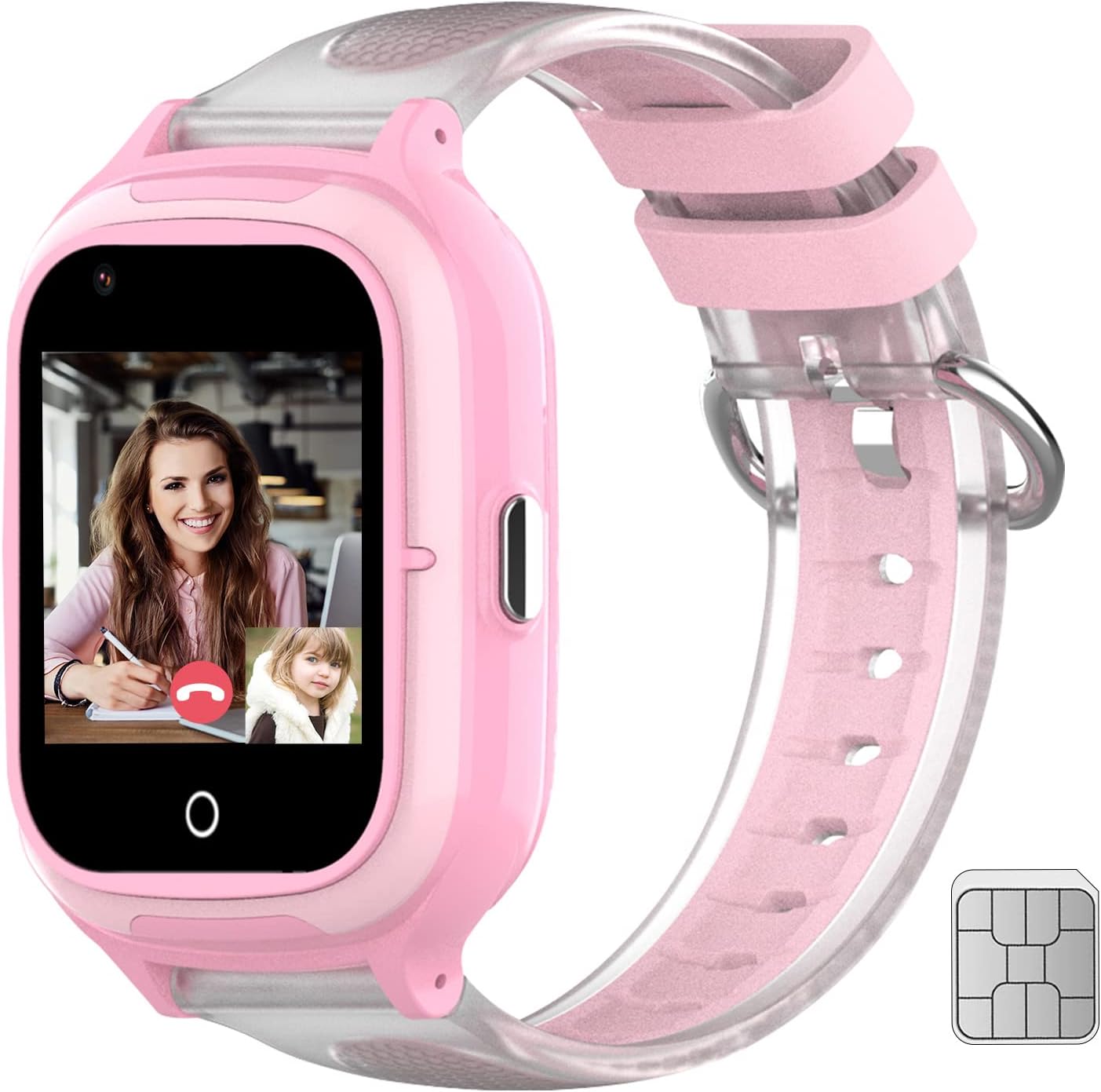 GPS Tracker Kids Smartwatch | Voice & Video Calling (Pink)