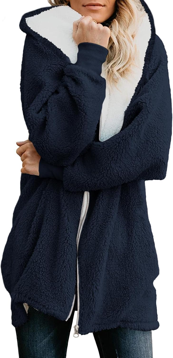 Yanekop Womens Oversized Sherpa Jacket for Cozy Winter Wear