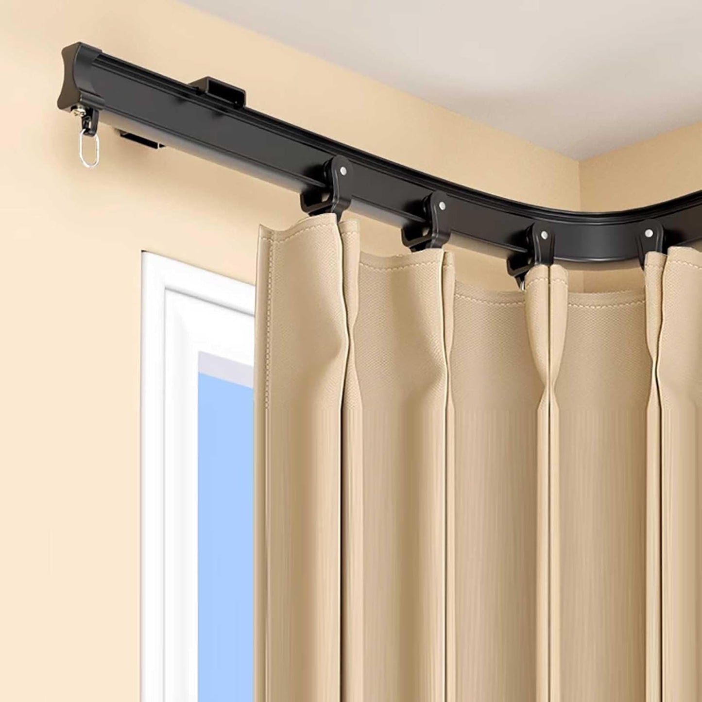 Versatile Black/White Aluminum Curtain Track Set