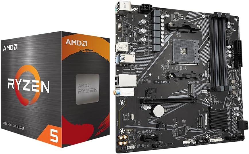 Micro Center AMD Ryzen 5 5500 Processor with GIGABYTE B550M K