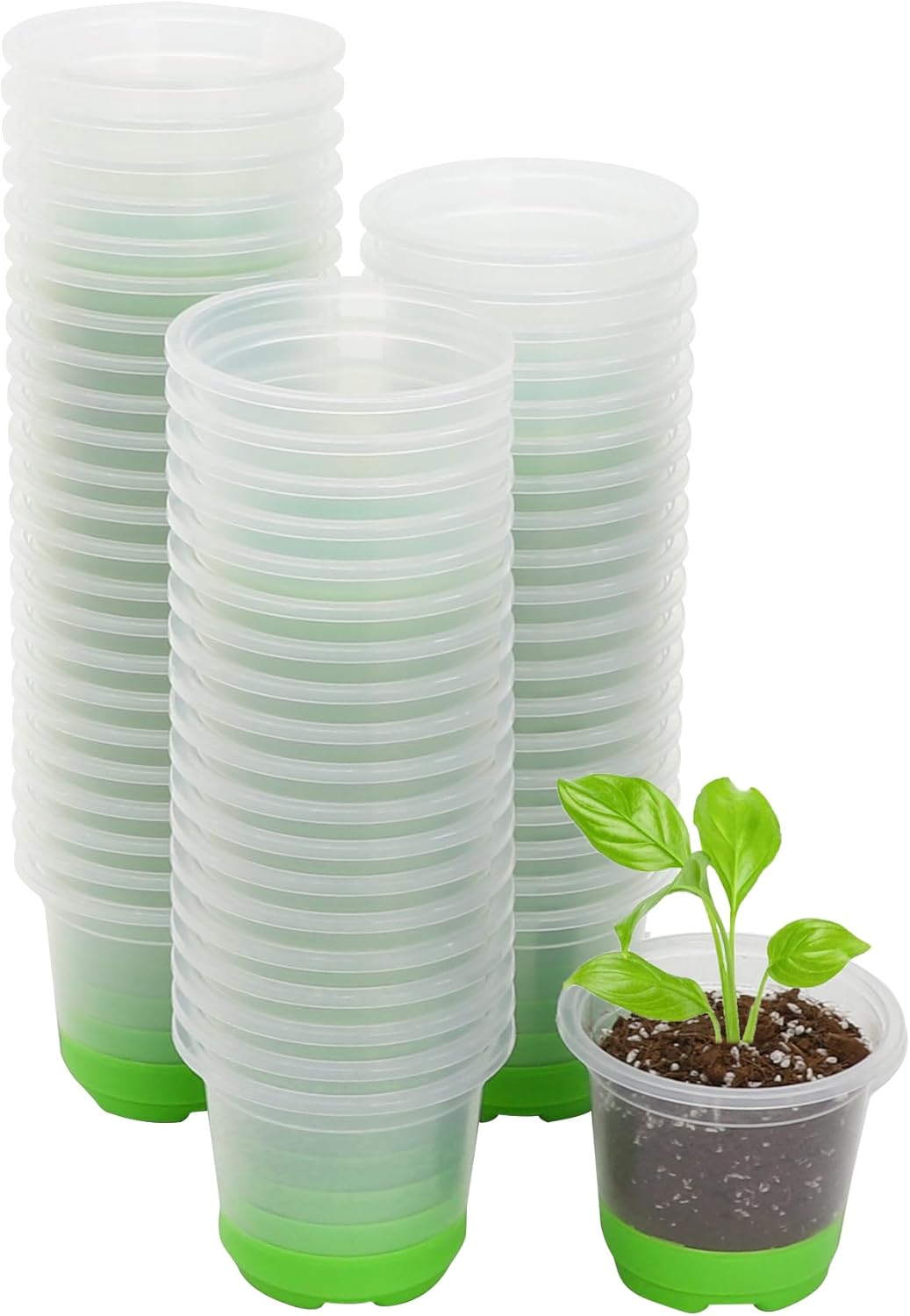MIXC 60 Packs 4 Inch Reinforced Nursery Pots for Easy Transplant