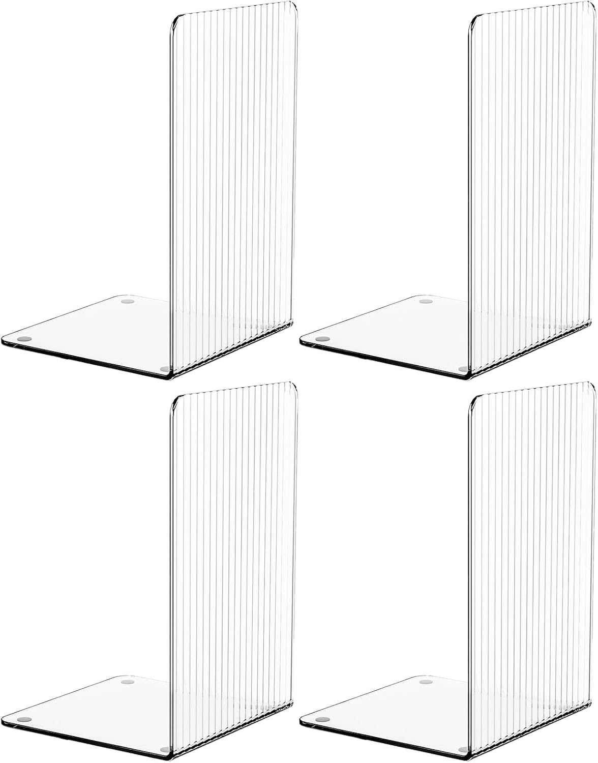 SuoXing Acrylic Bookends: Non-Slip & Stylish Design