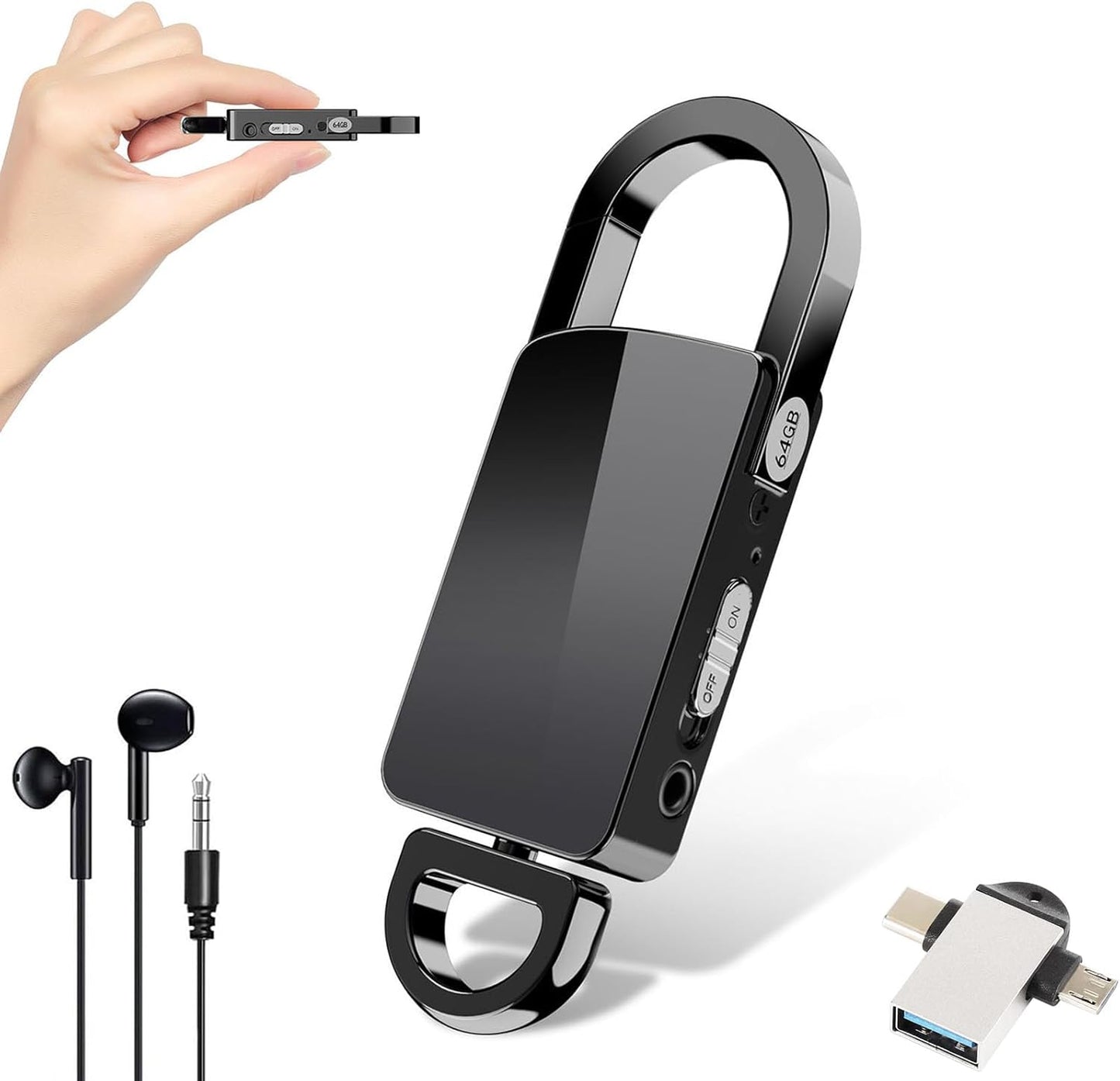 64GB Voice Recorder with Triple Noise Reduction for Clear Audio
