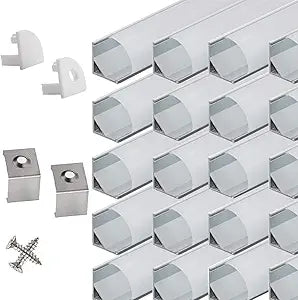 V Shape LED Aluminum Channel 20-Pack for Strip Lights Installation