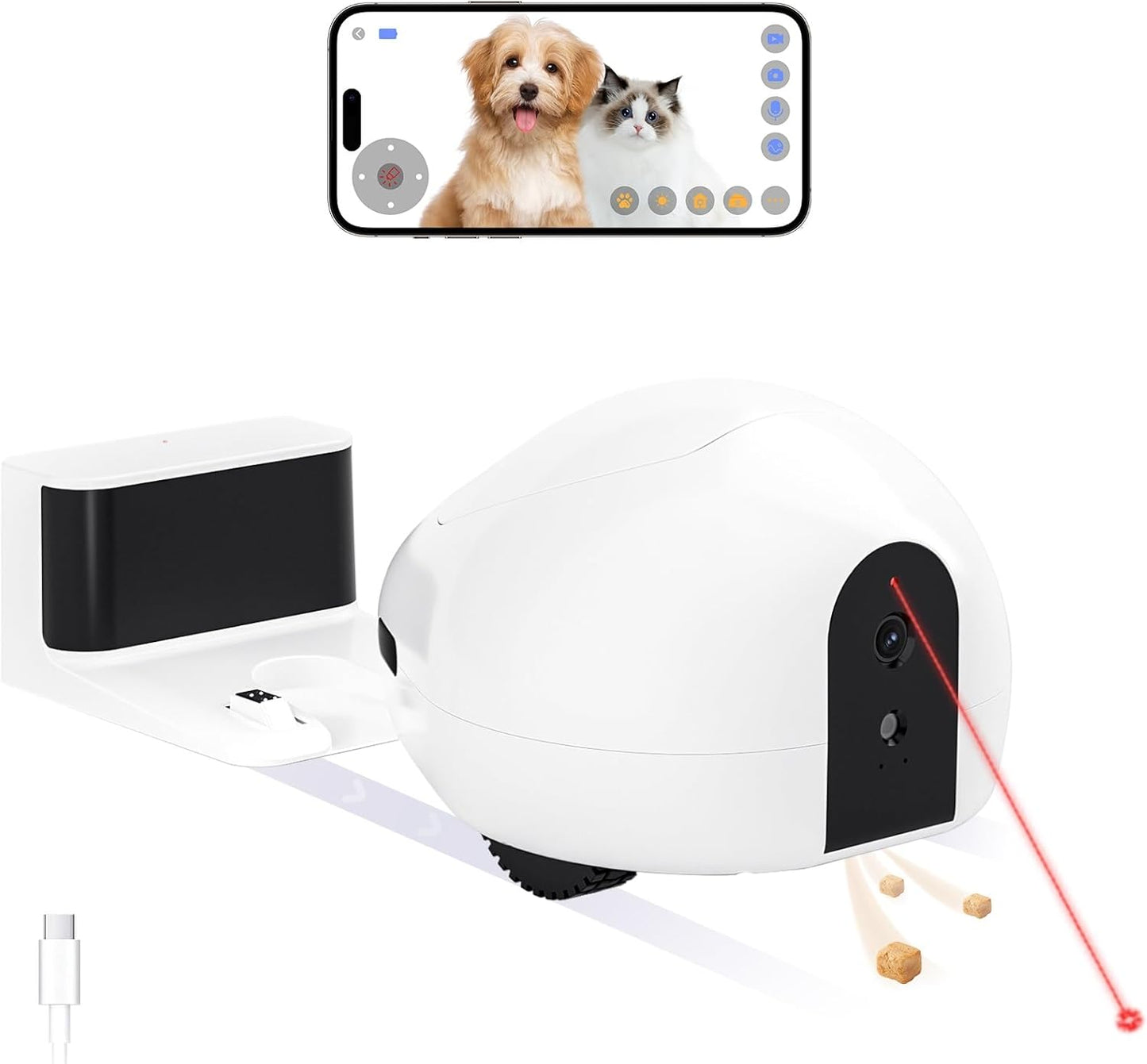 Interactive Pet Camera w/ Treat Dispenser, Night Vision, 2-Way Audio