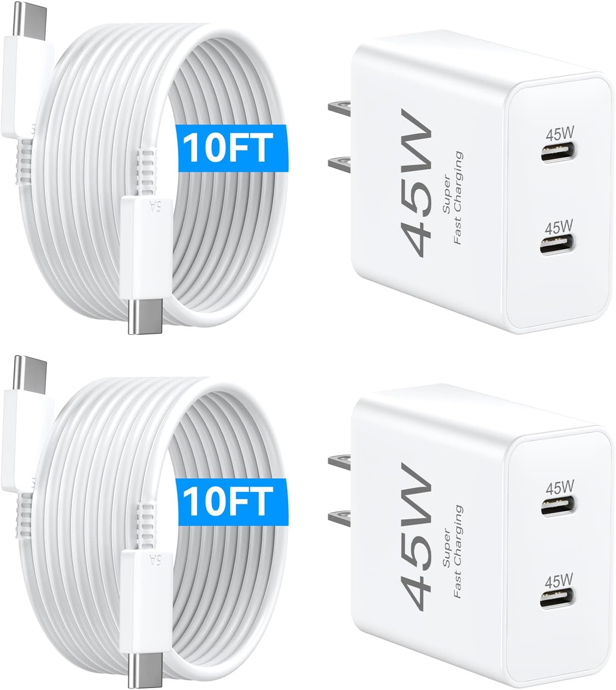 Ultra-Fast 45W Dual USB C Charger for iPhone 16 Pro Max