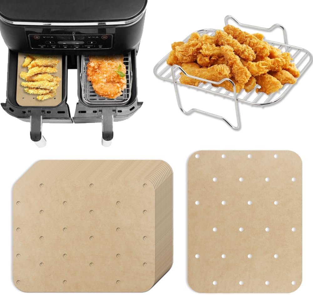 Ninja Air Fryer Rack Set + Parchment Paper - Toast & Dehydrate Efficiently!