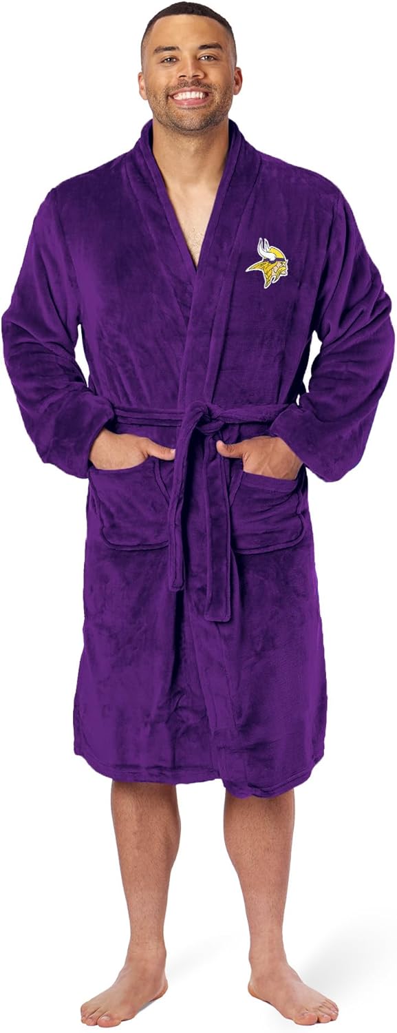 NFL Adult Unisex Silk Touch Bathrobe for Minnesota Vikings Fans
