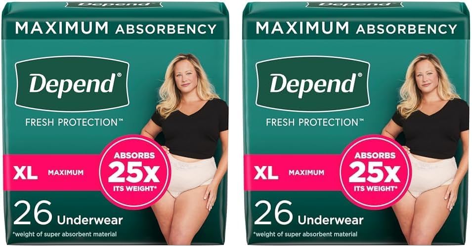 Depend Fresh Protection XL Incontinence Underwear, 52 Count