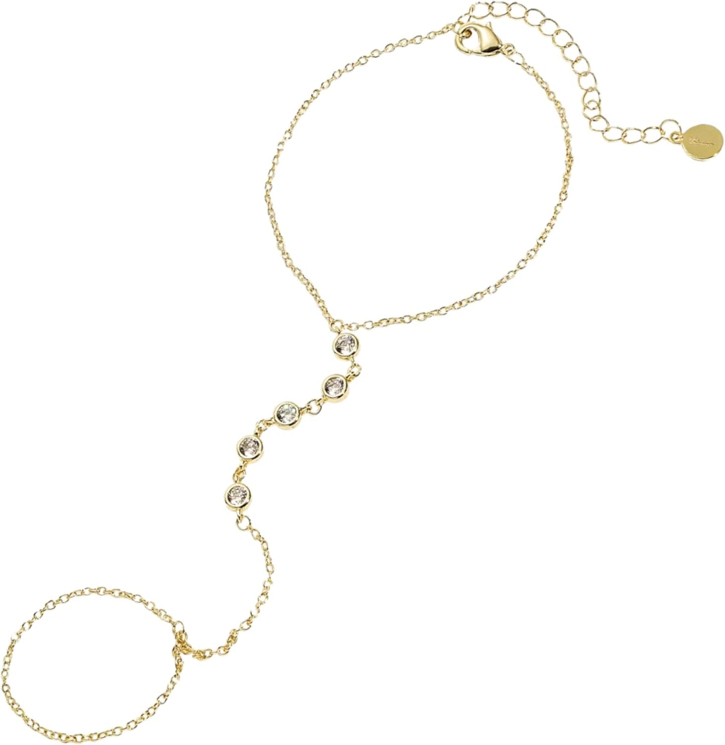 CZ Diamond Ring Bracelet Hand Chain for Women - Elegant Design