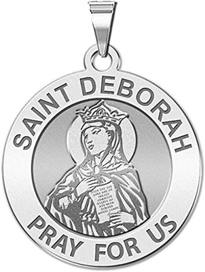 Saint Deborah Round Religious Medal in Sterling Silver - 1 Inch