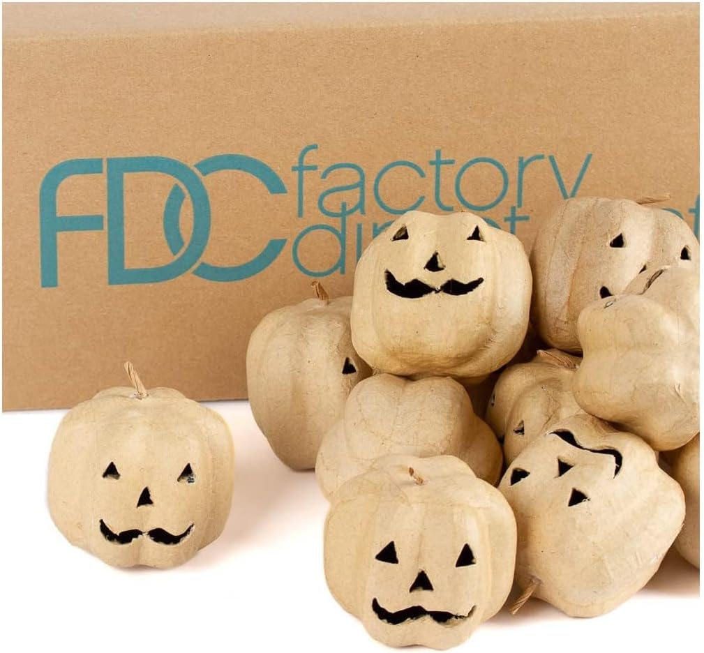 Small Paper Mache Jack O' Lantern Pumpkins for Halloween Crafts