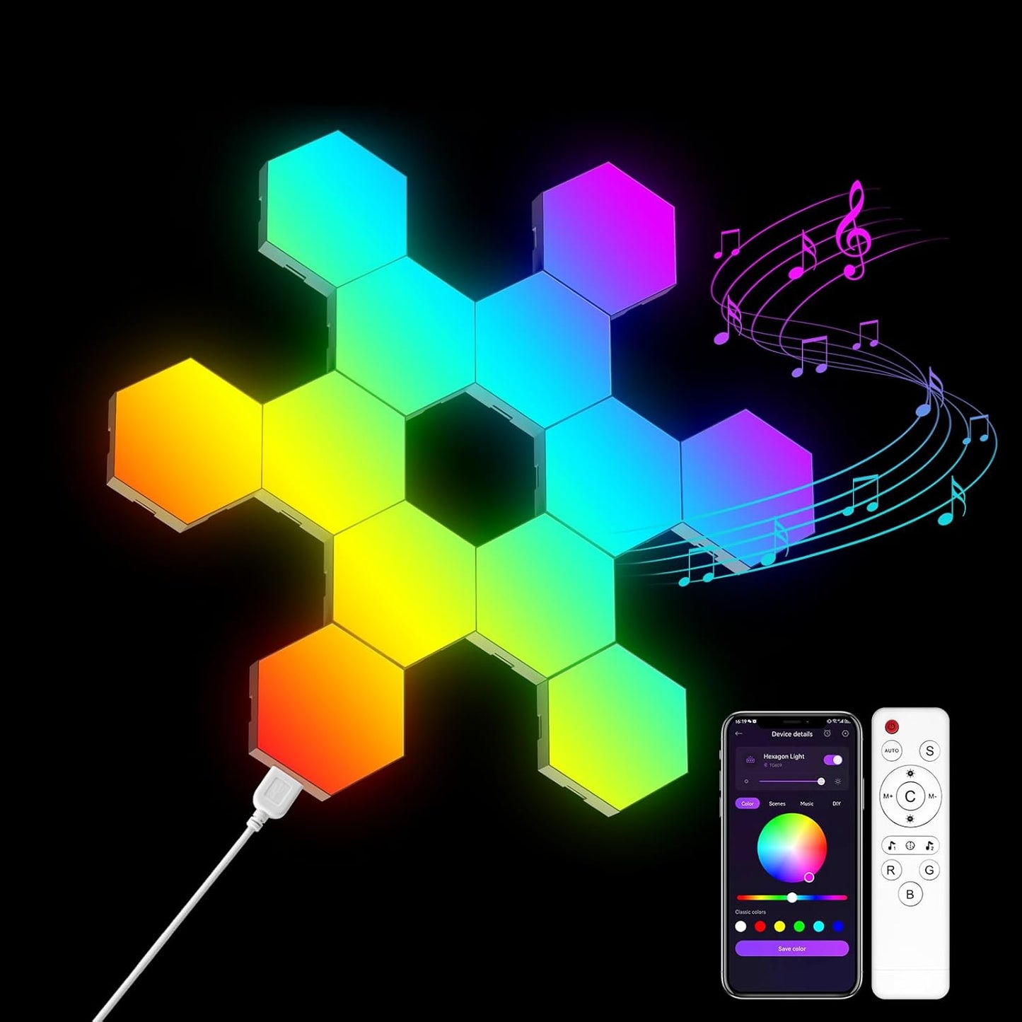 Hexagon Lights Wall RGB Panel - Smart APP Music Sync Decor