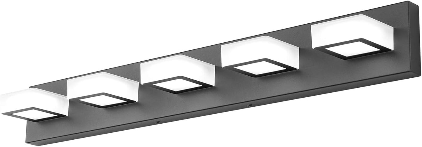 Dimmable Matte Black Vanity Light - Modern 5 Lights Fixture