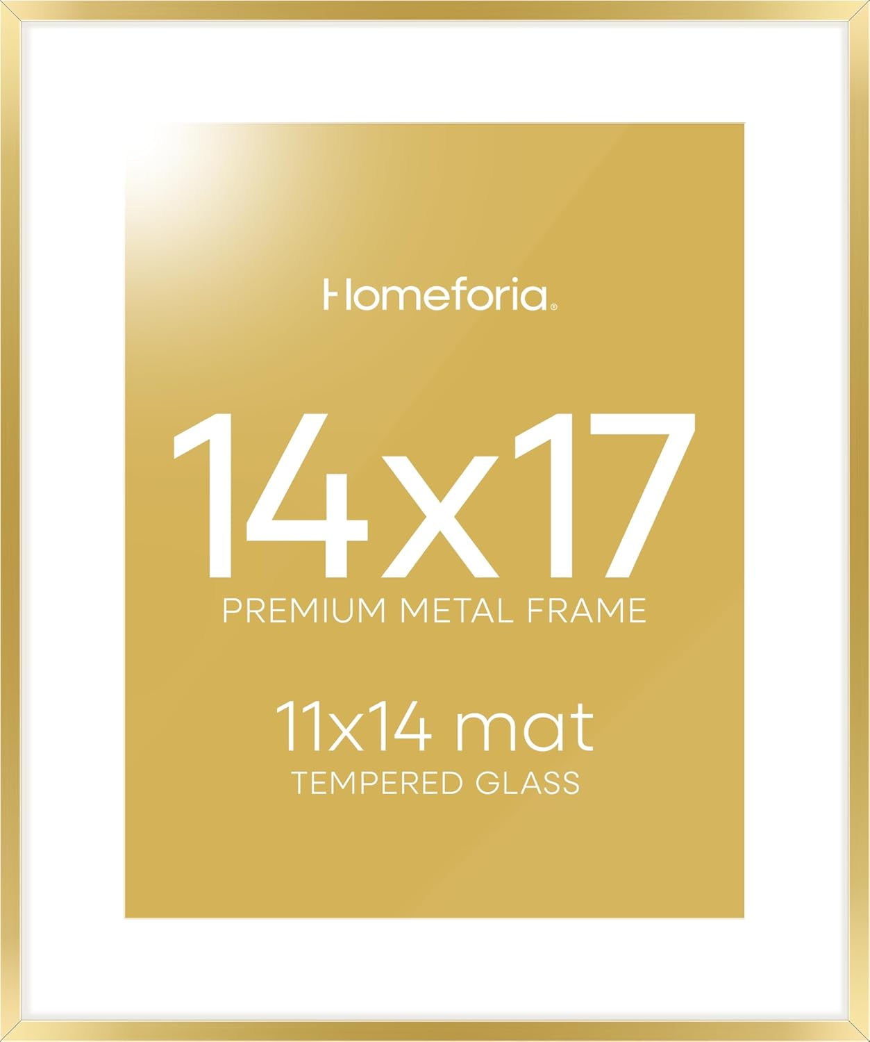 High-End 14x17 Picture Frame in Gold with Mat for Photos