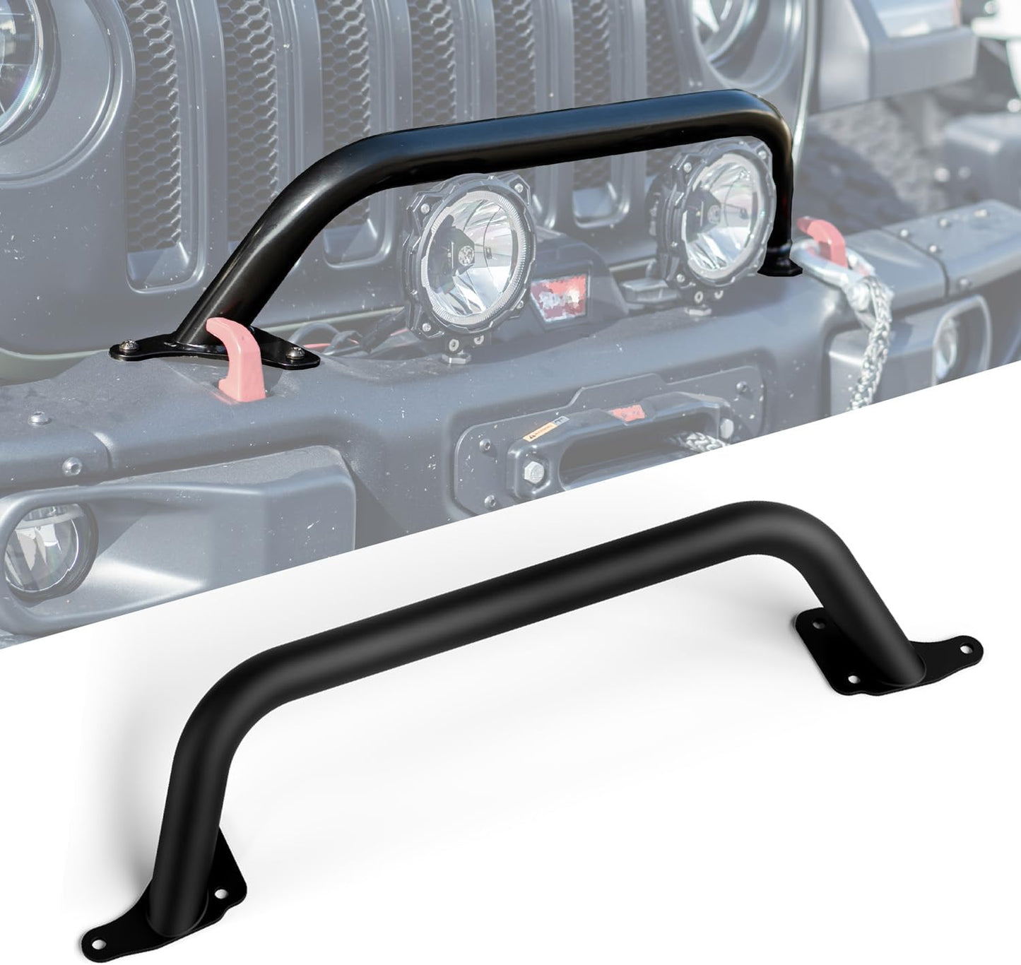 RockTrix Black Front Brush Guard for 2018+ Jeep Wrangler JL