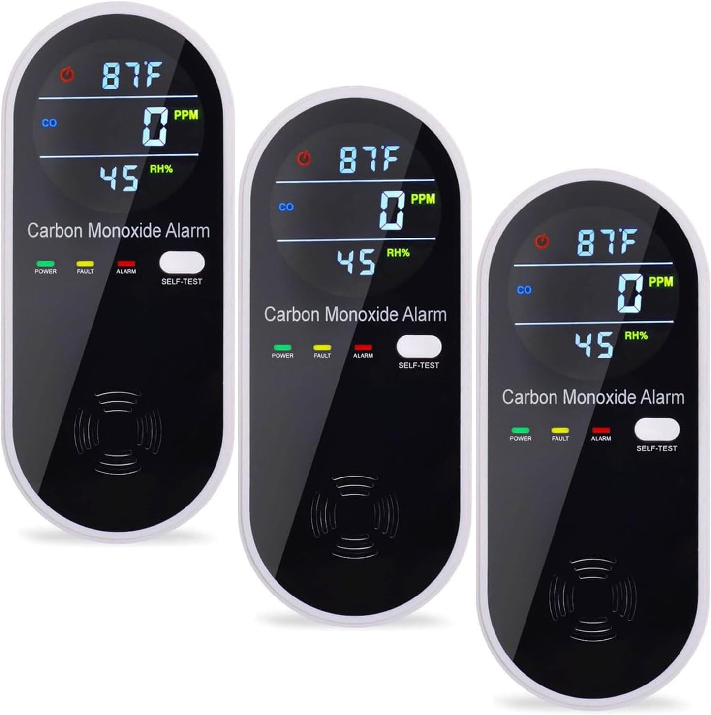 3-in-1 Carbon Monoxide Detectors with LCD Display for Safety