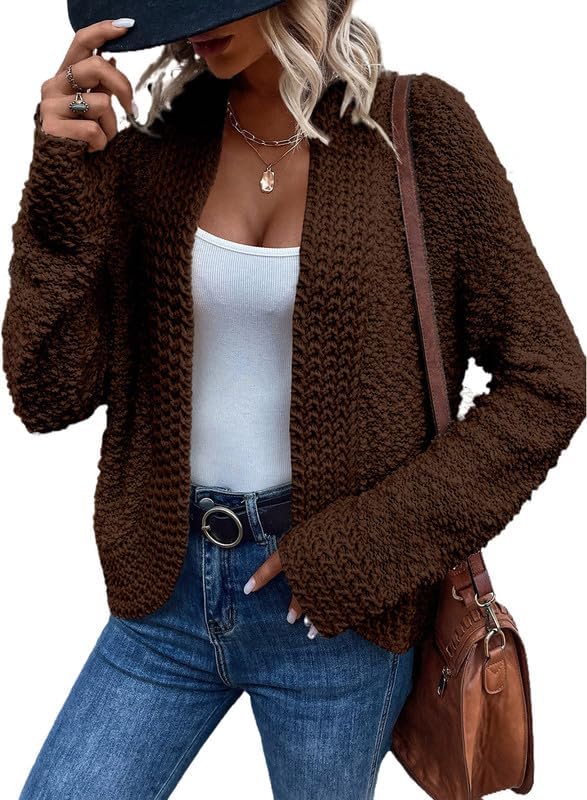 Dokotoo Women's Open Front Long Sleeve Chunky Knit Cardigan