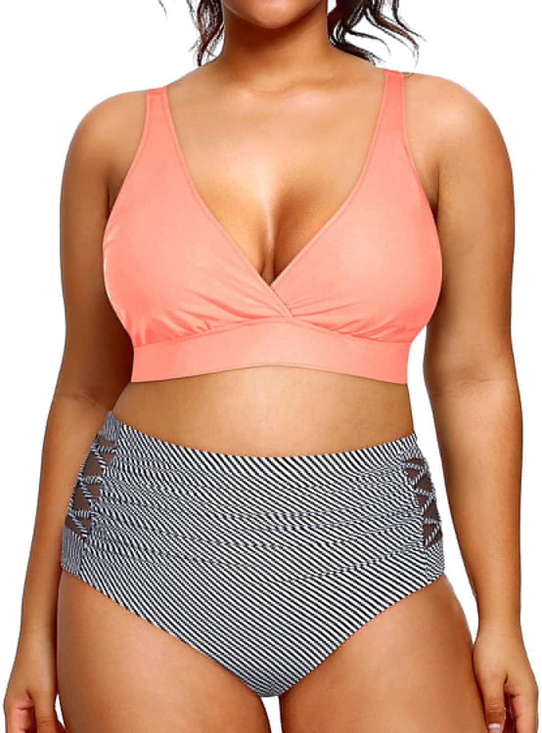 Yonique Plus Size Bikini High Waisted Two Piece Swimwear