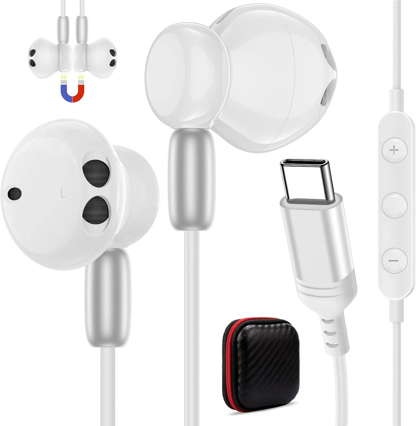 TOPAUX USB C In-Ear Headphone: Noise-Canceling for iPad, Samsung, iPhone & More