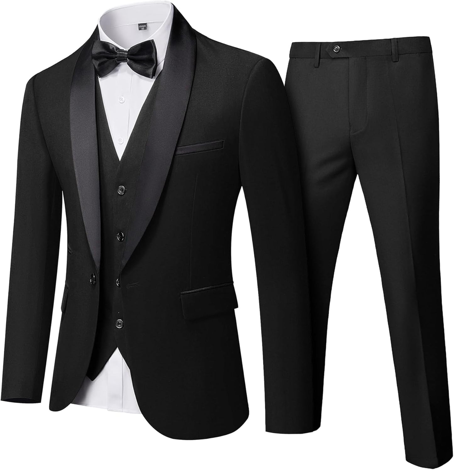 YND Men's 3 Piece Tuxedo Set for Weddings and Formal Events
