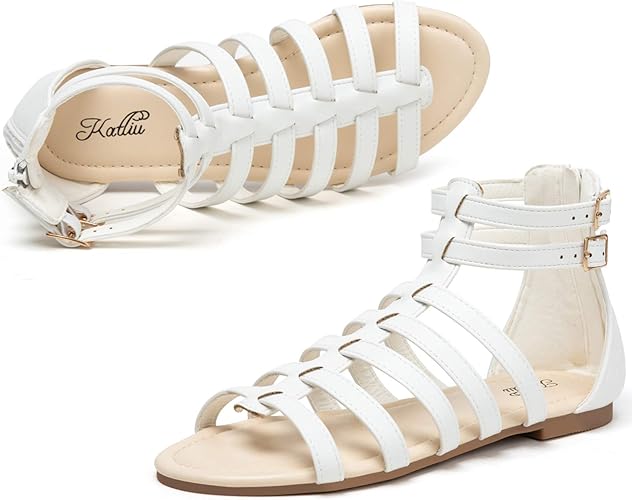 katliu Women's Gladiator Sandal Flat Strap Sandals for Comfort