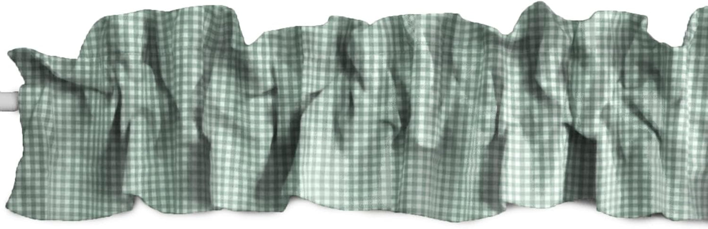 Cotton Gingham Checkered Print Sleeve Topper Window Valance