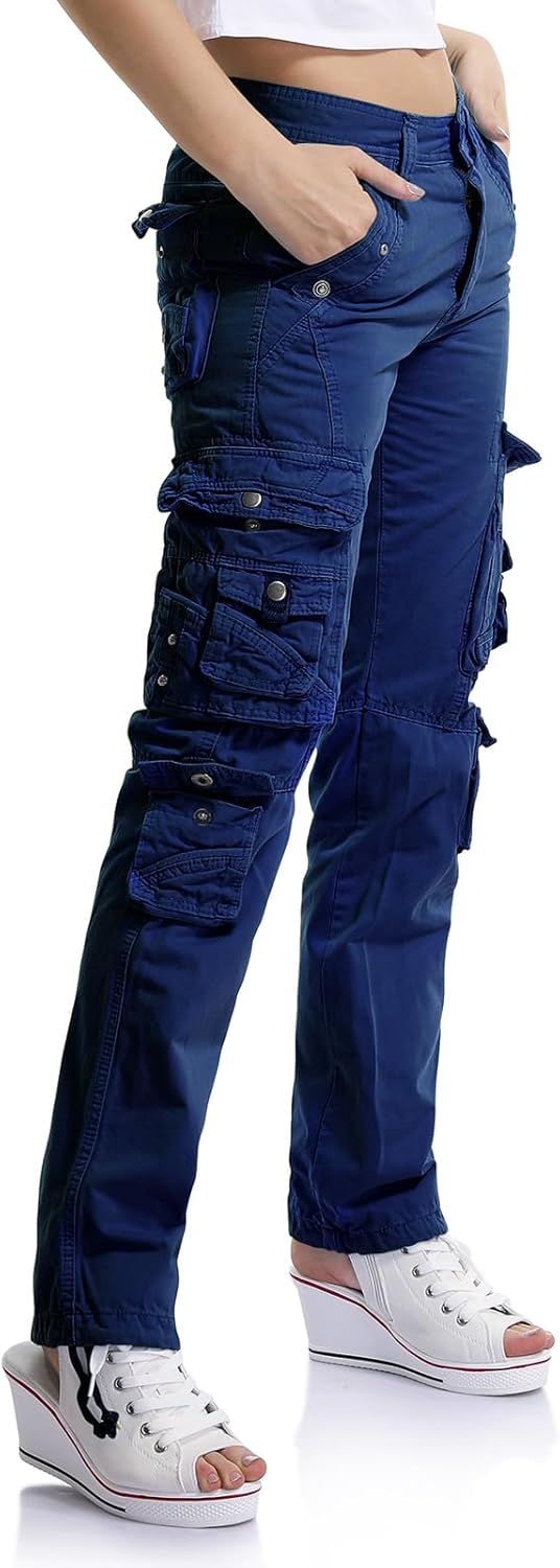 OCHENTA Women's Cotton Casual Cargo Work Pants for Hiking