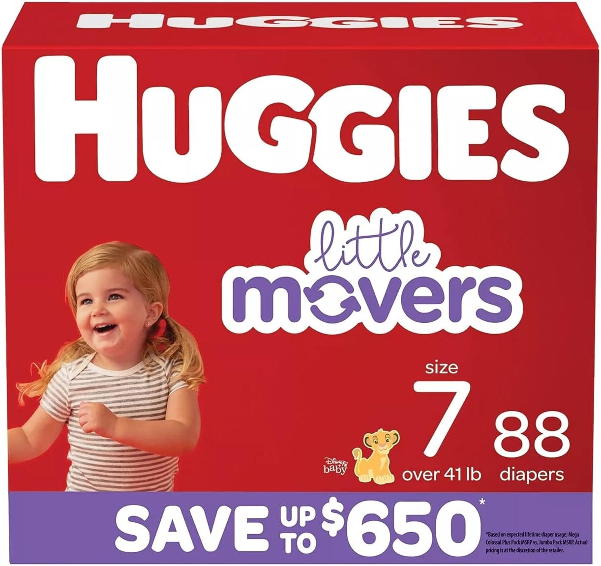 Huggies Little Movers Diapers - Size 7, 41+ lbs - 88 Count - Leak Protection