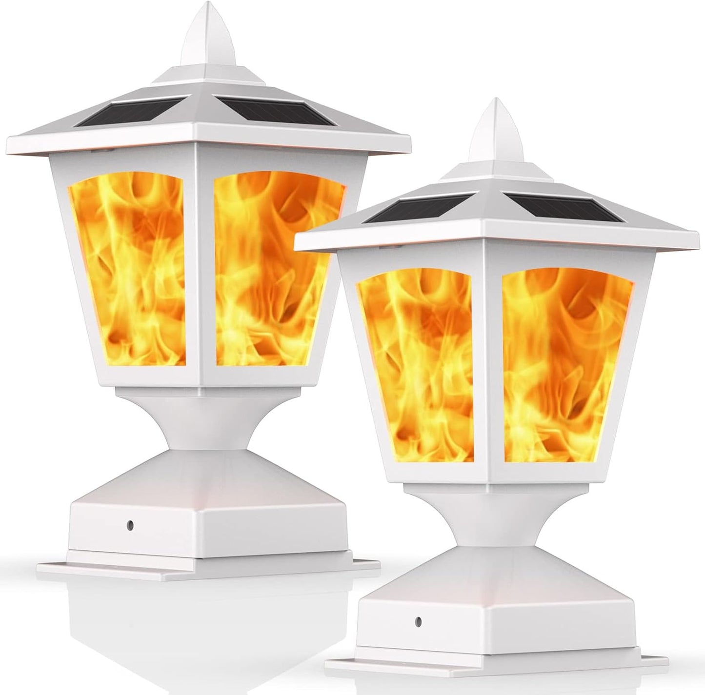 Solar Post Flame Light for Outdoor Deck and Garden Use