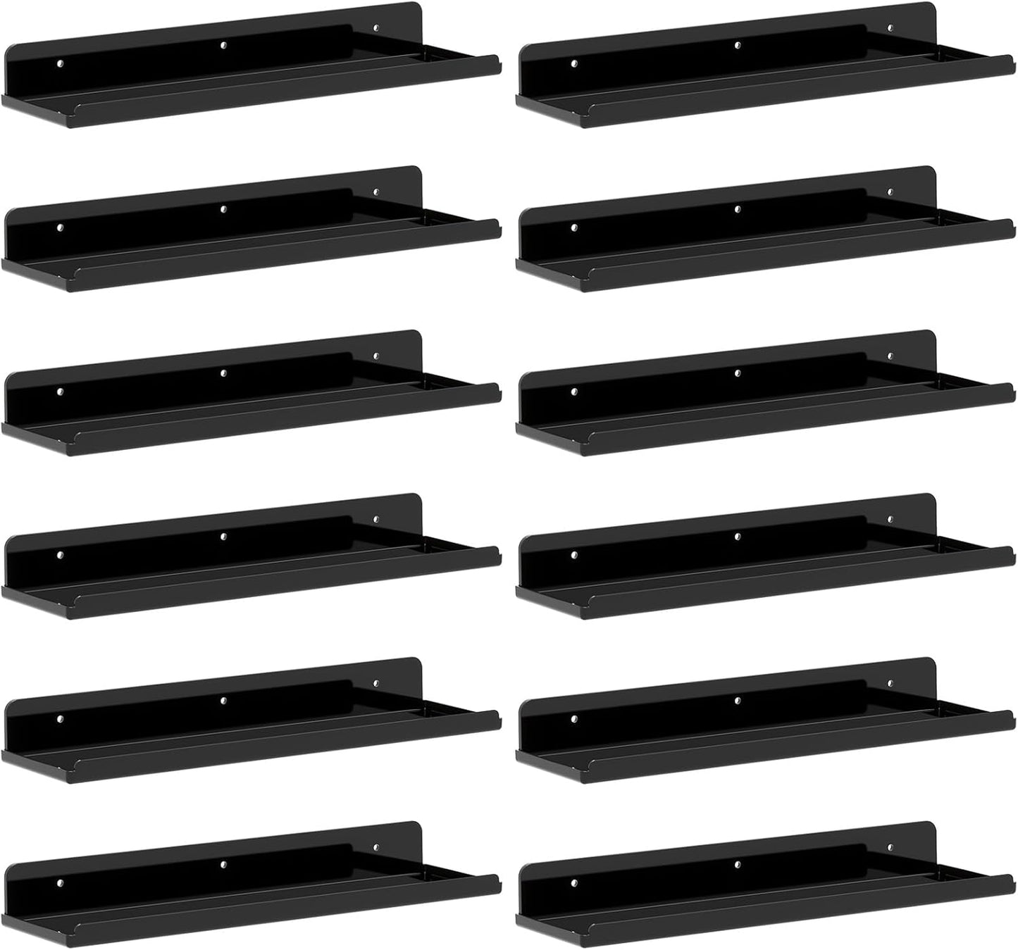 Lifewit Floating Shelves for Wall - 12 Pack Black Acrylic
