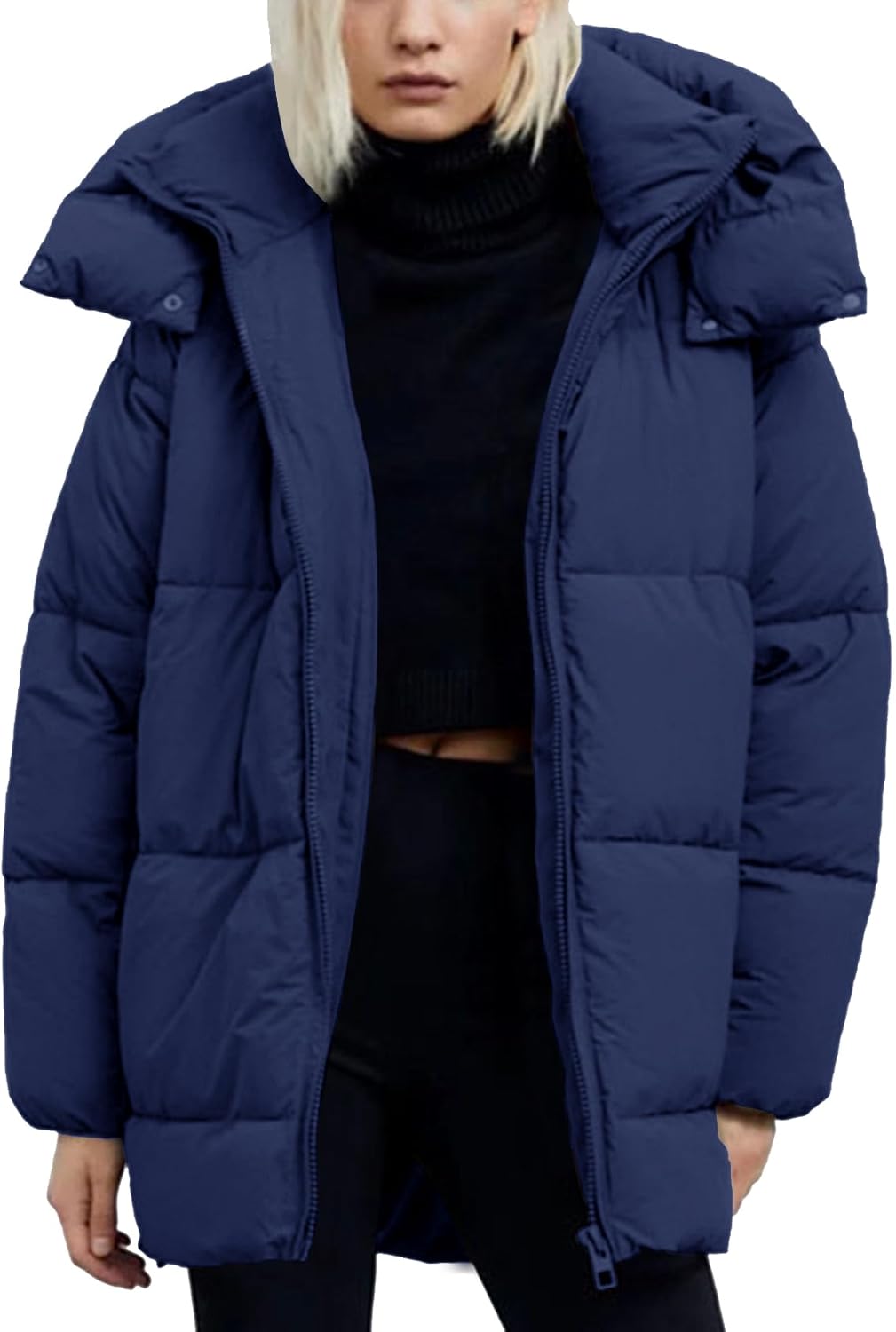 Flygo Womens Hooded Quilted Puffer Jacket for Winter Warmth